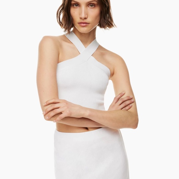 Aritzia Tops - Aritzia Babaton Cropped Sculpture Knit Criss Cross Tank